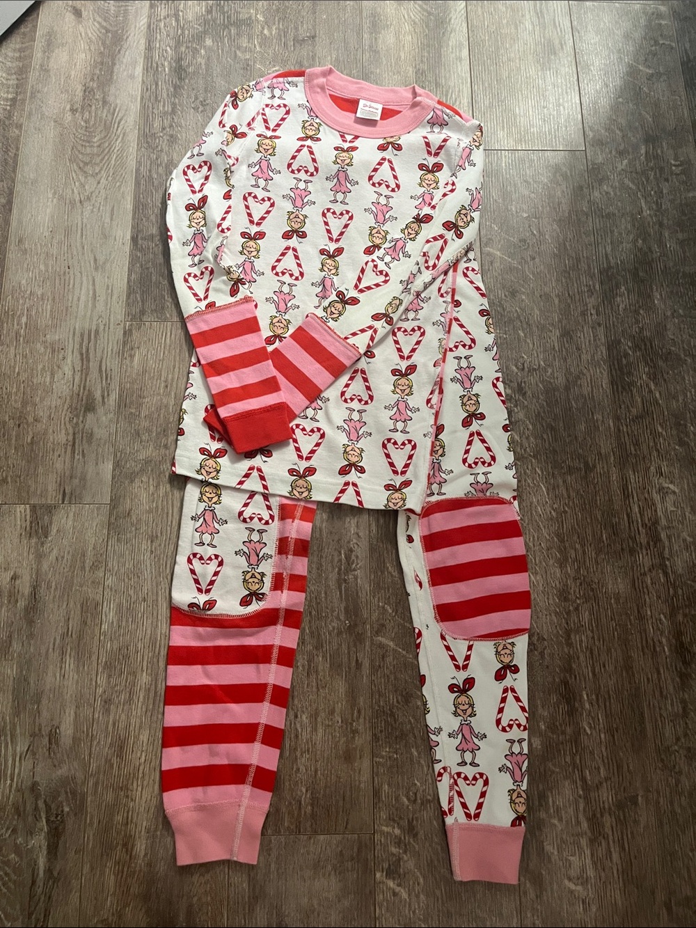 Hanna Andersson Pink and Red Heart & Ballerina Pajama Set Size 8